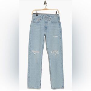 Levi's 501 Ripped High Waist Straight Leg Jeans